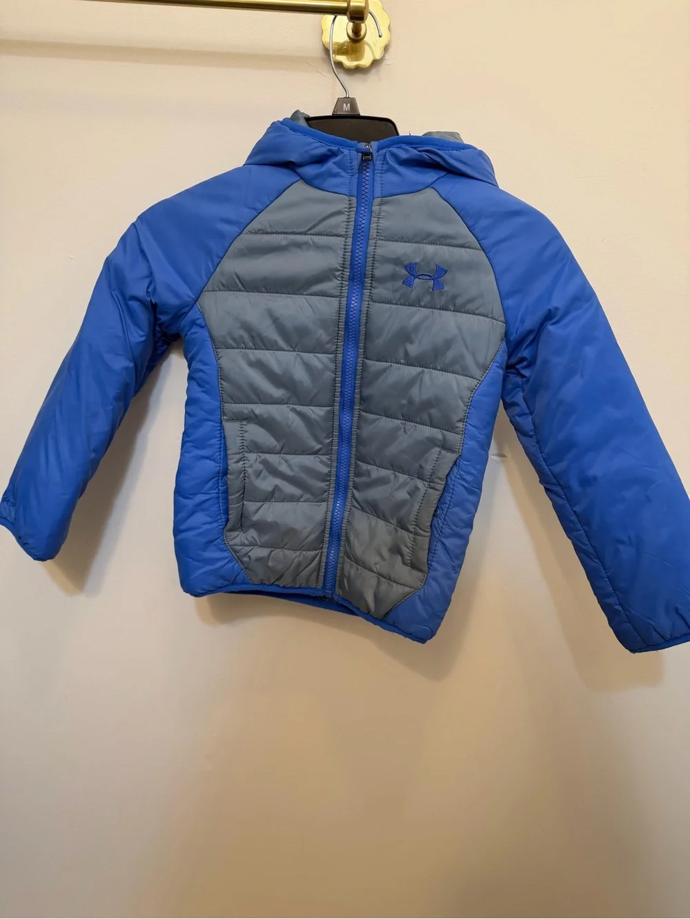 Under Armour Boys' Blue and Gray Hooded Puffer Jacket
